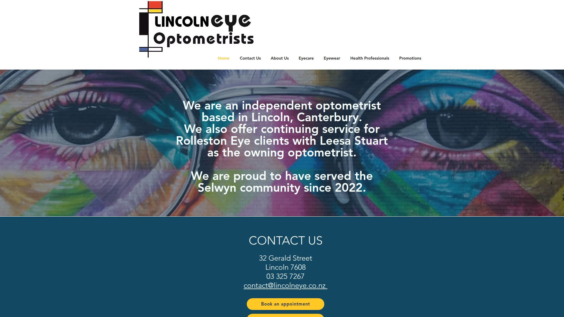 Website snapshot for Lincoln Eye