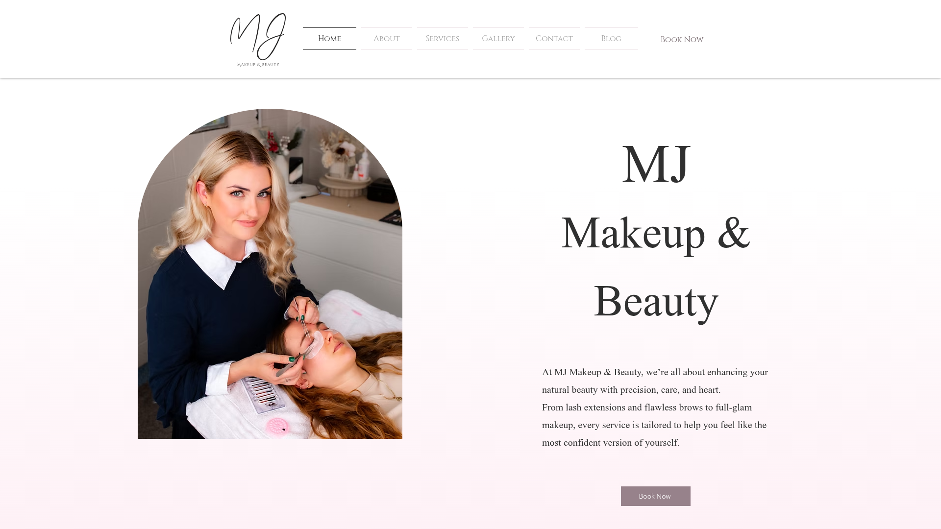 Website snapshot for MJ Makeup and Beauty