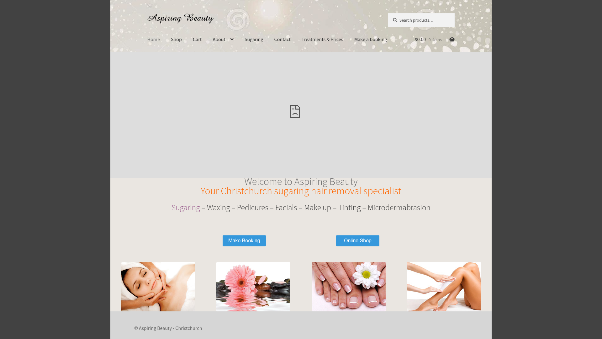 Website snapshot for Aspiring Beauty