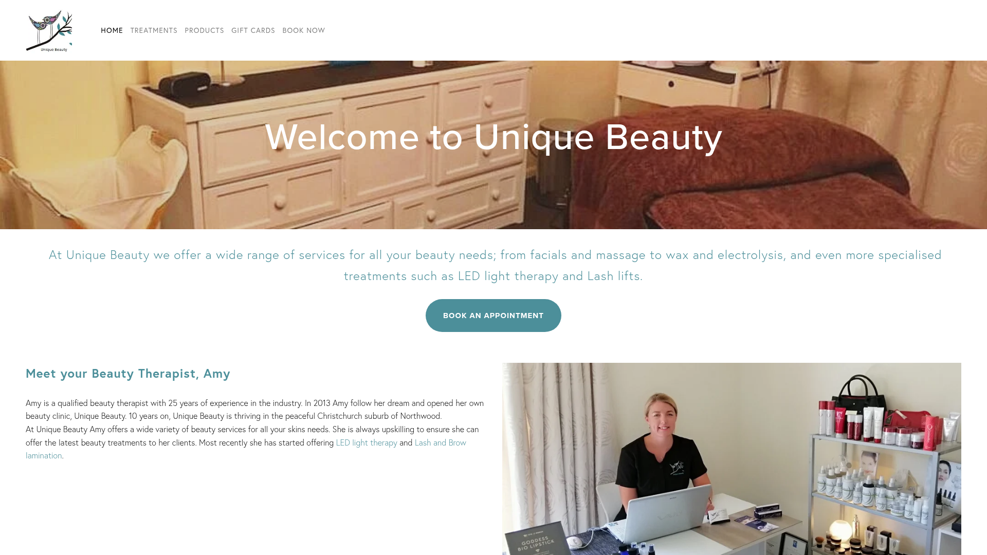 Website snapshot for Unique Beauty