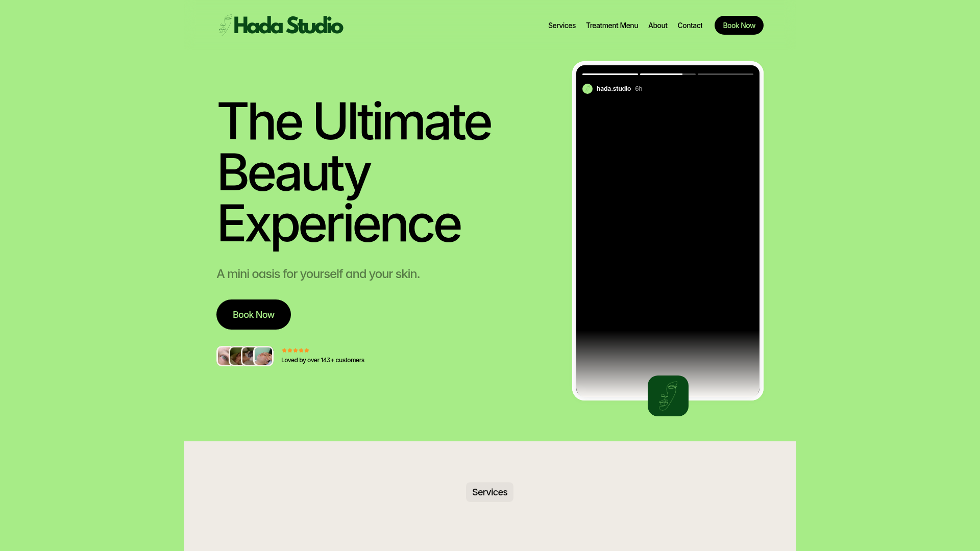 Website snapshot for Hada Studio