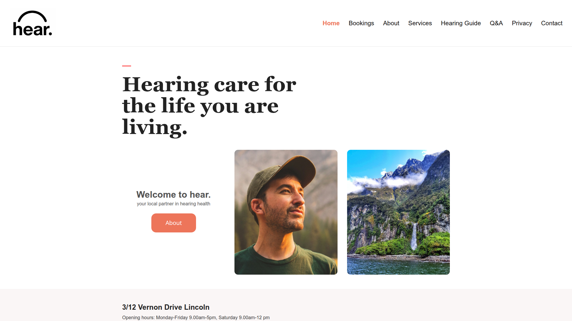 Website snapshot for Hear.