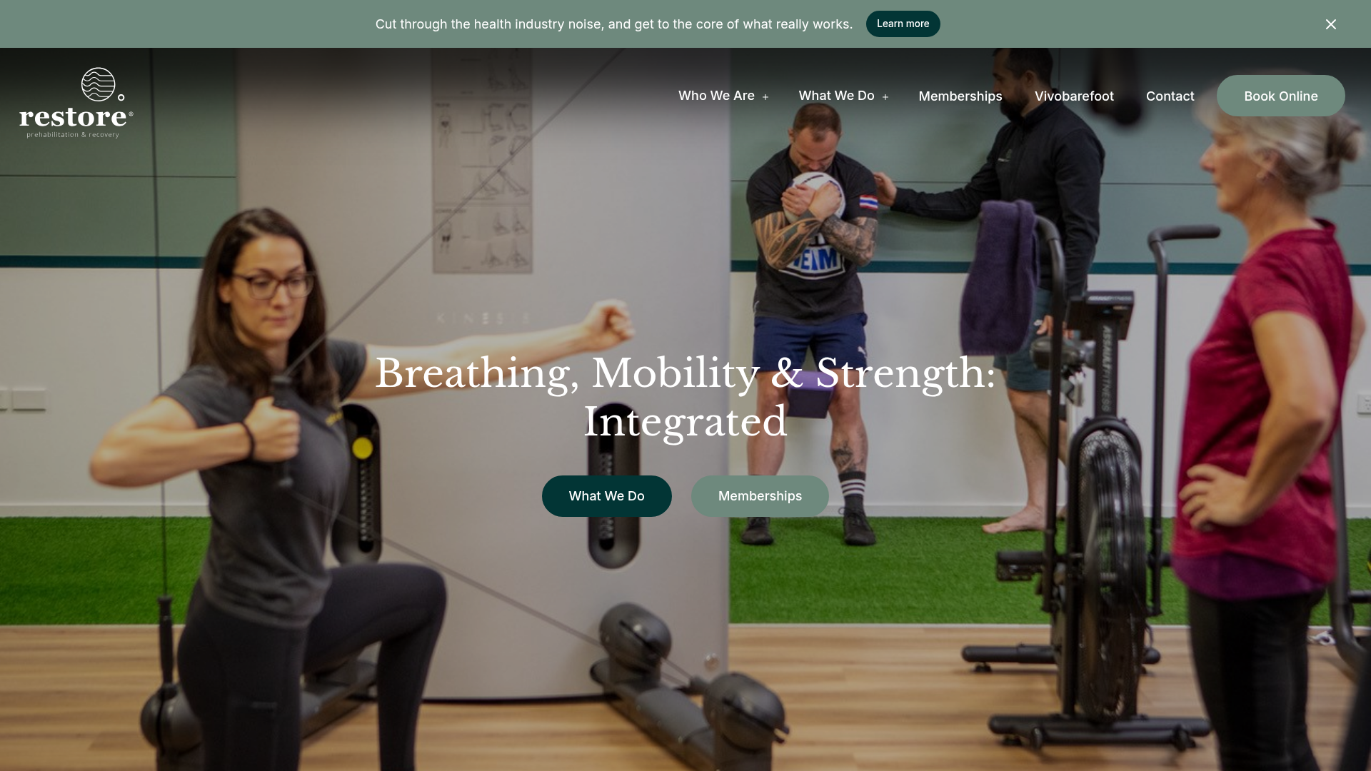 Website snapshot for Restore Prehabilitation & Recovery