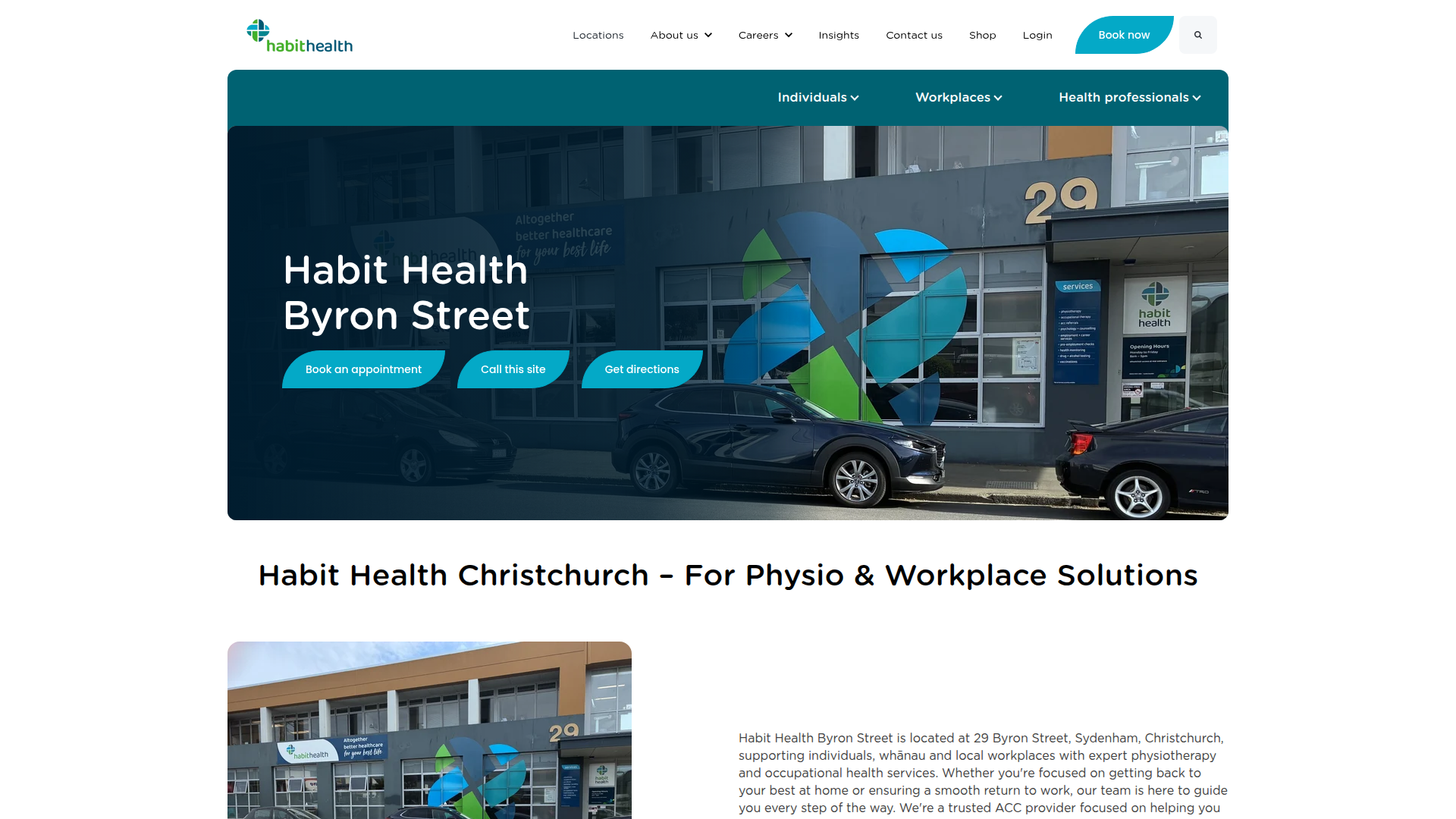Website snapshot for Habit Health Byron Street