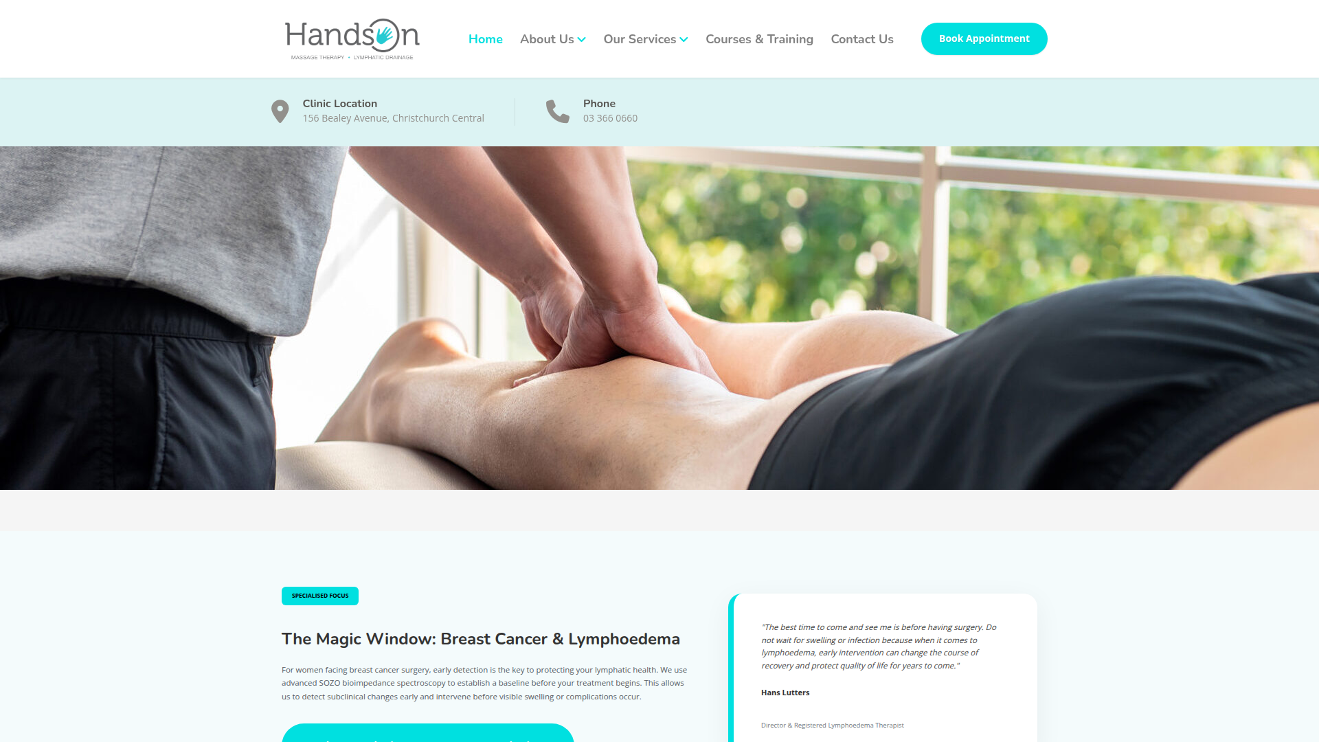 Website snapshot for Hands On Clinic Ltd