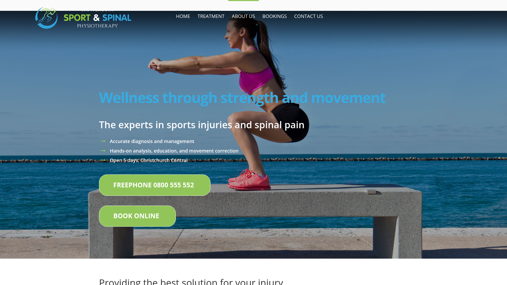 Website snapshot for Canterbury Sport & Spinal Physiotherapy
