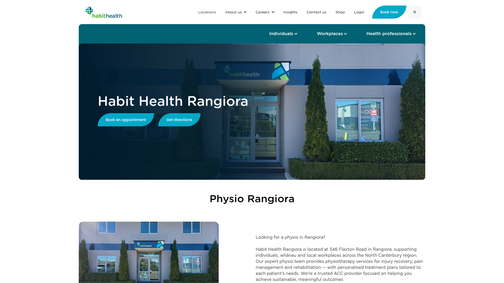 Website snapshot for Habit Health Rangiora