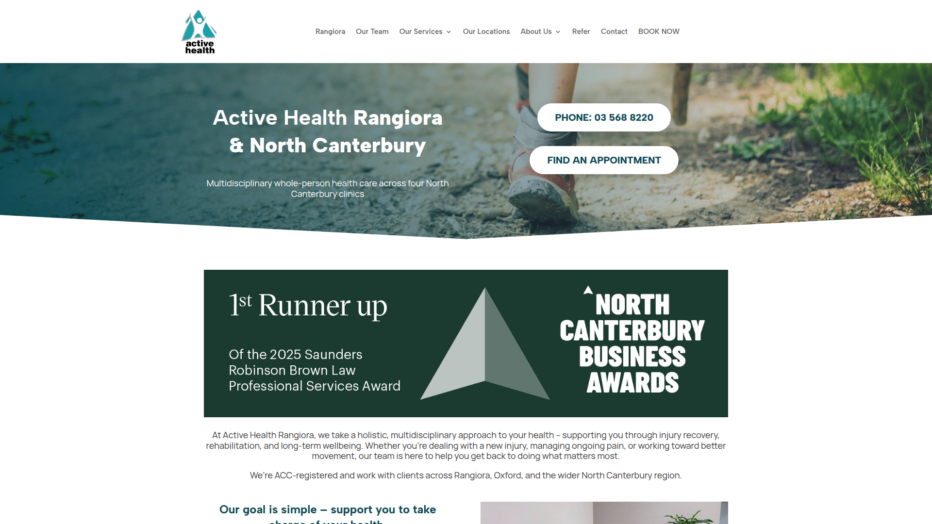 Website snapshot for Active Health Rangiora - MainPower Stadium