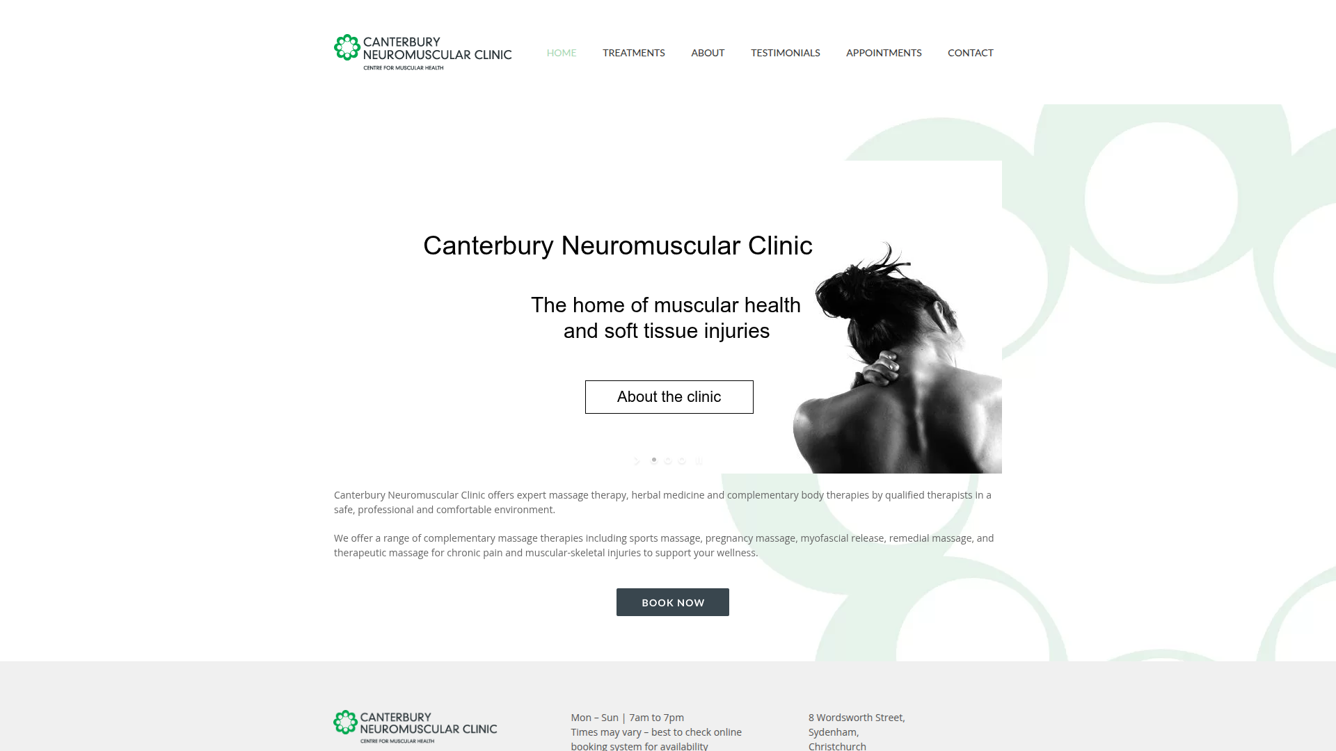 Website snapshot for Canterbury Neuromuscular Clinic
