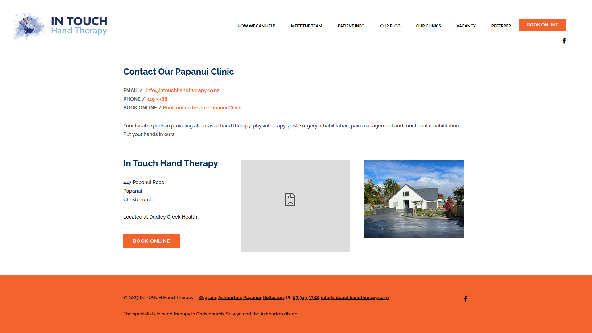 Website snapshot for In Touch Hand Therapy - Papanui
