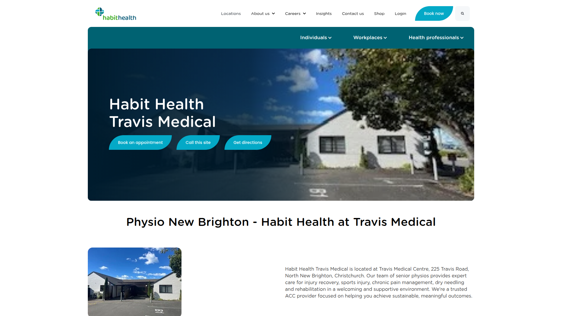 Website snapshot for Habit Health Travis Medical