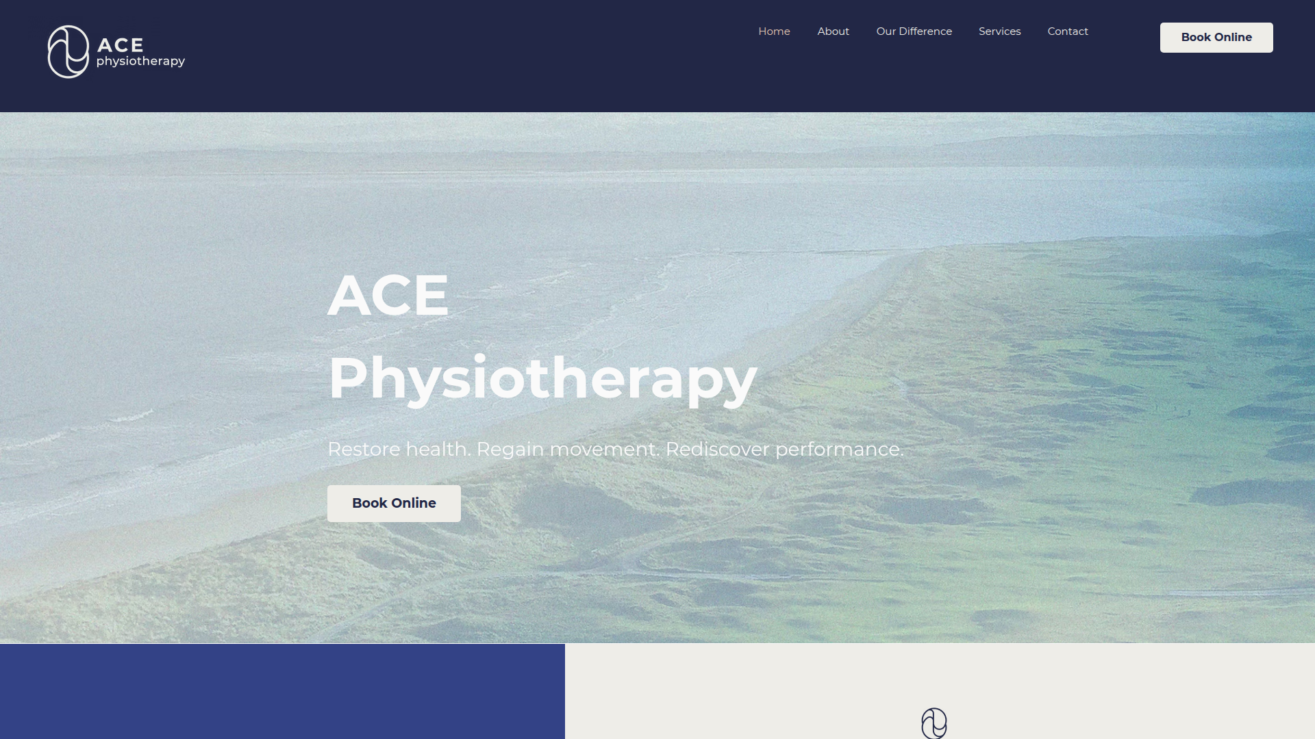 Website snapshot for ACE Physiotherapy
