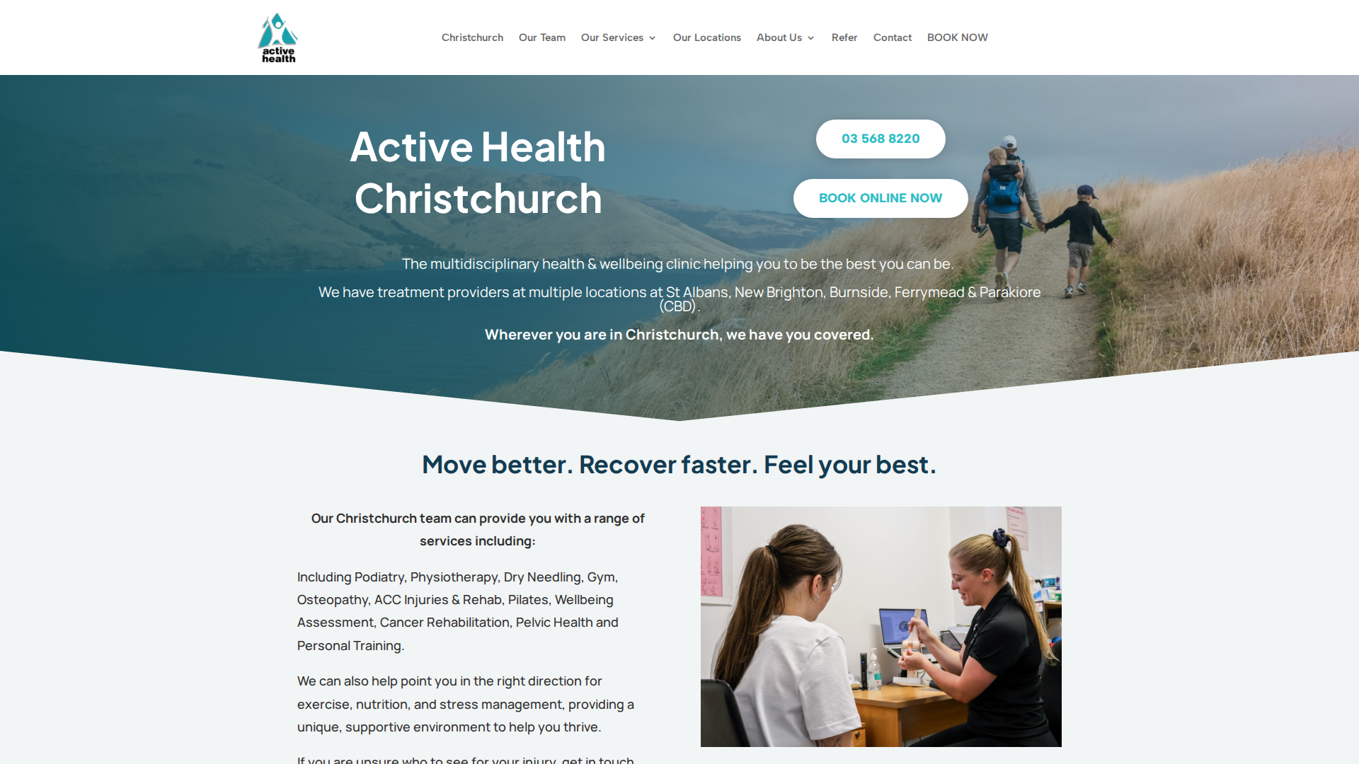 Website snapshot for Active Health - QEII