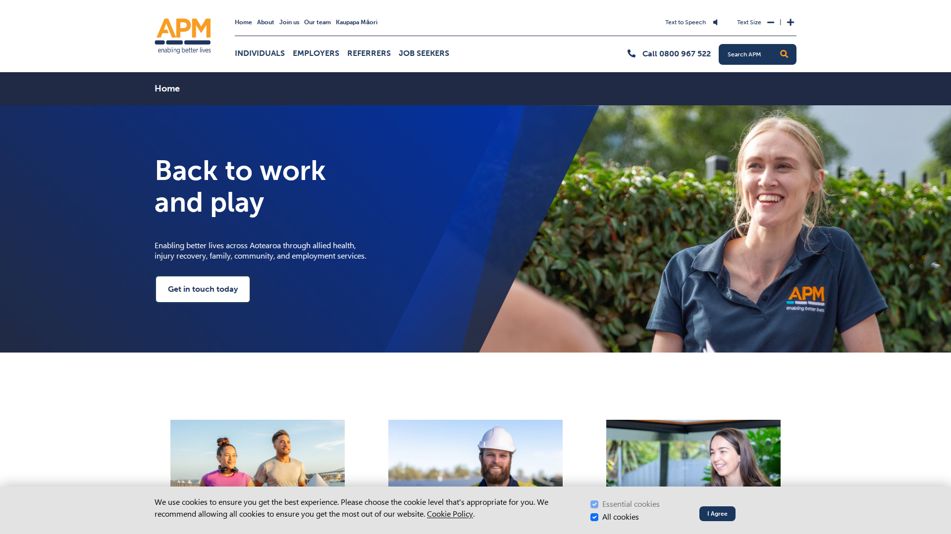 Website snapshot for APM Allied Health & Employment Services