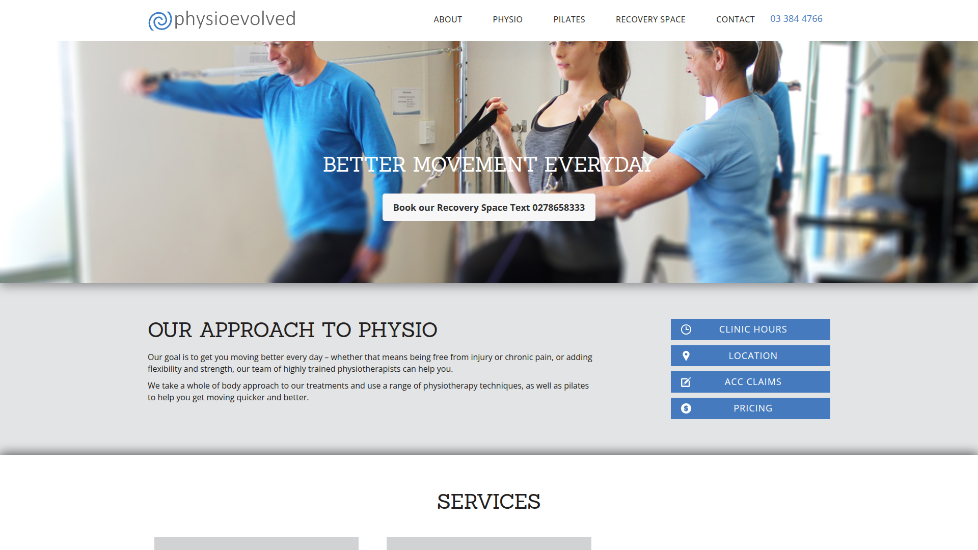 Website snapshot for Physio Evolved
