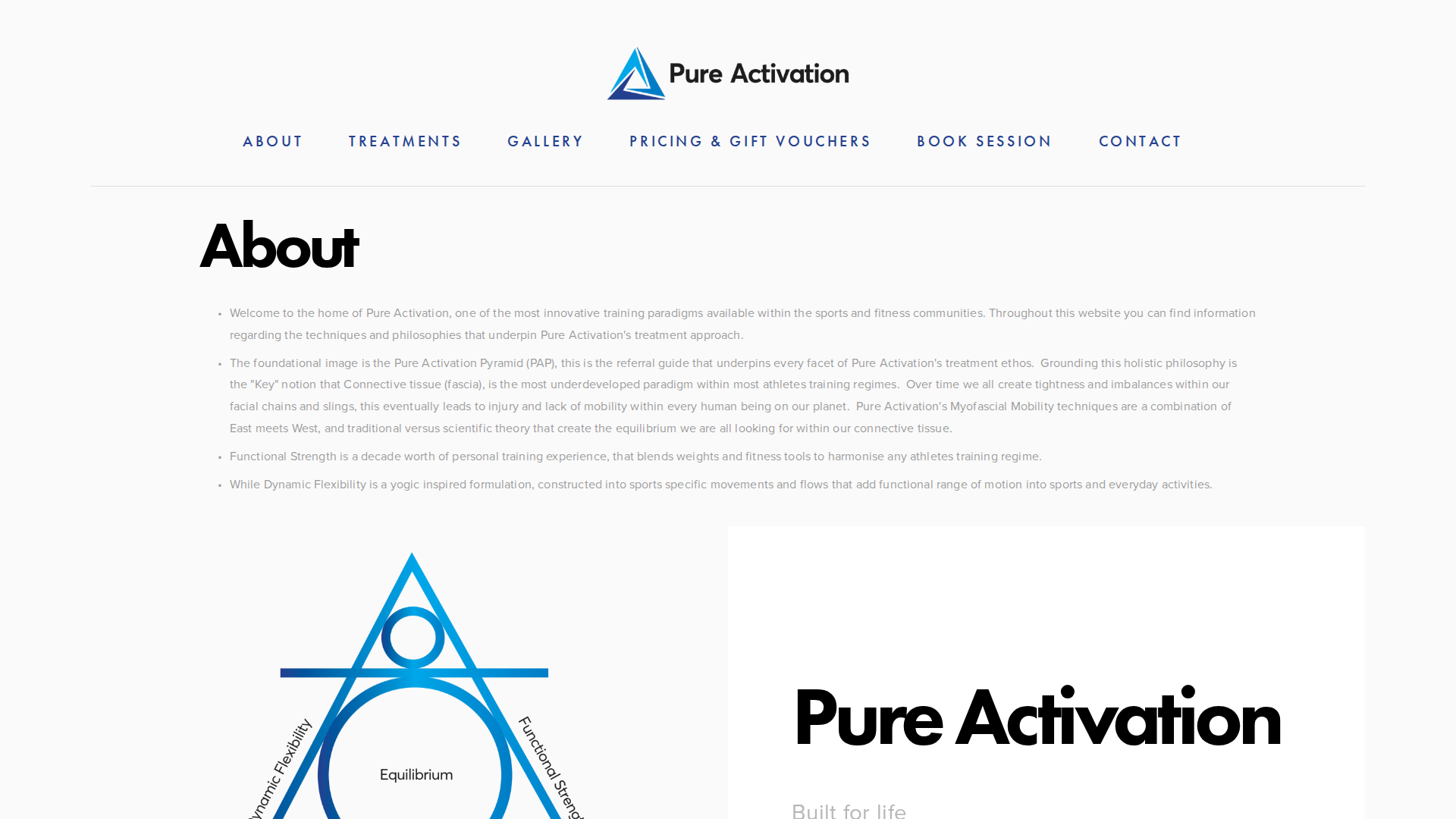 Website snapshot for Pure Activation