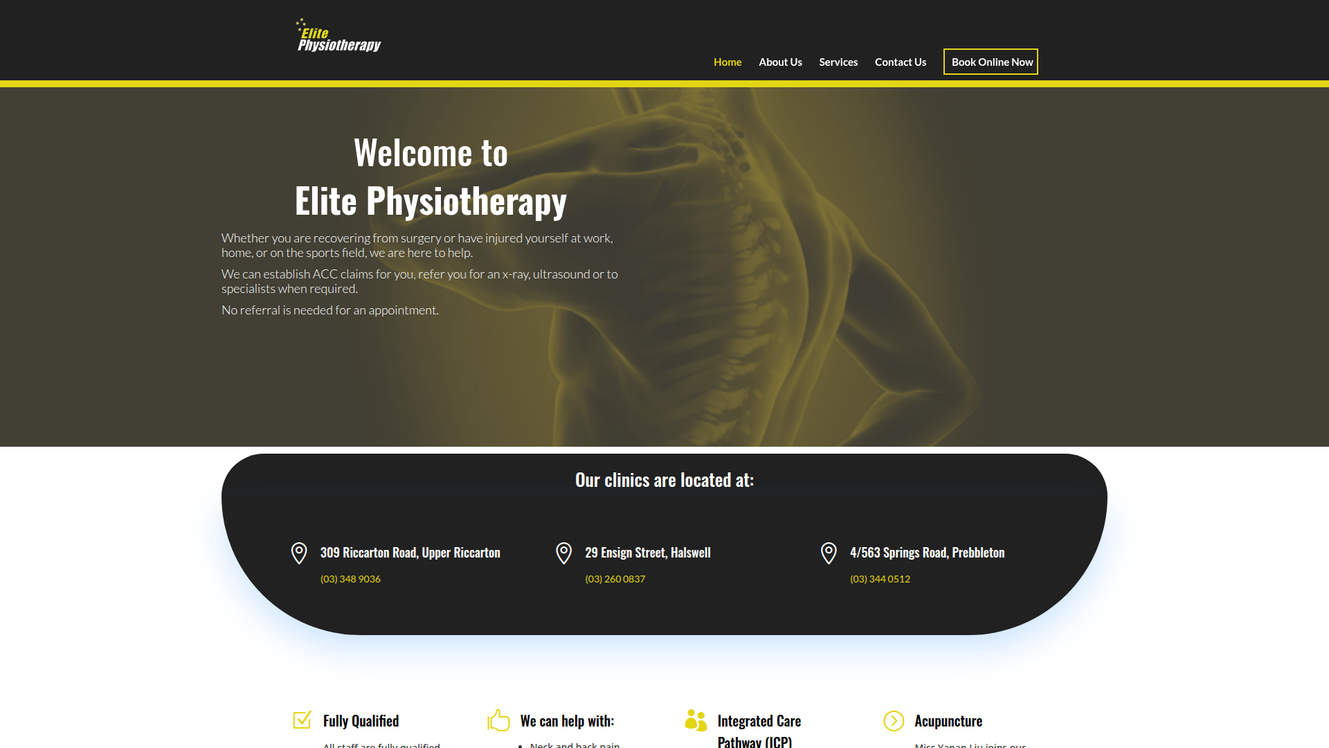 Website snapshot for Elite Physiotherapy Halswell