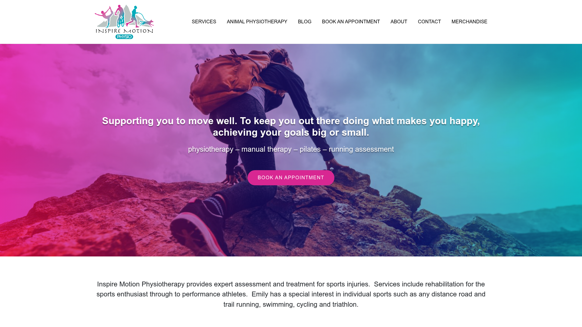 Website snapshot for Inspire Motion Physio Therapy