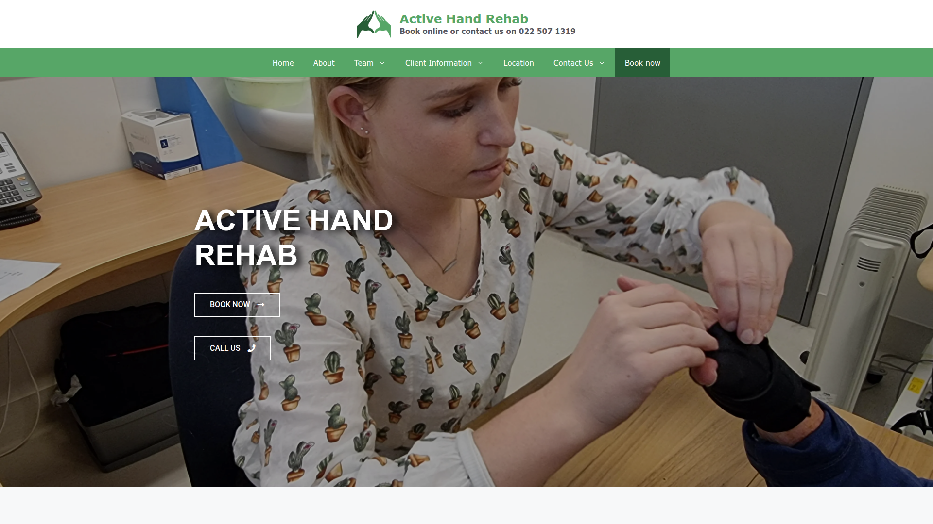 Website snapshot for Active Hand Rehab Rolleston