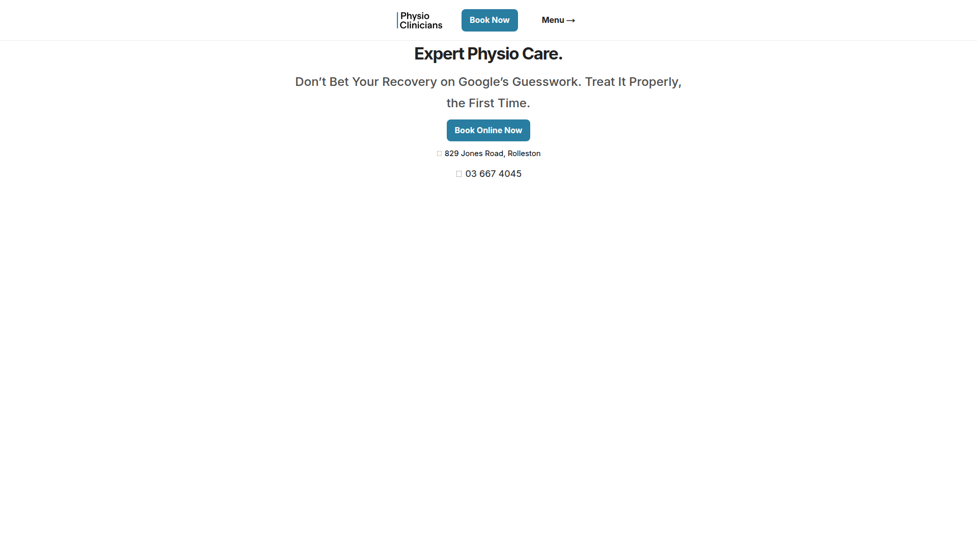 Website snapshot for Physio Clinicians Rolleston