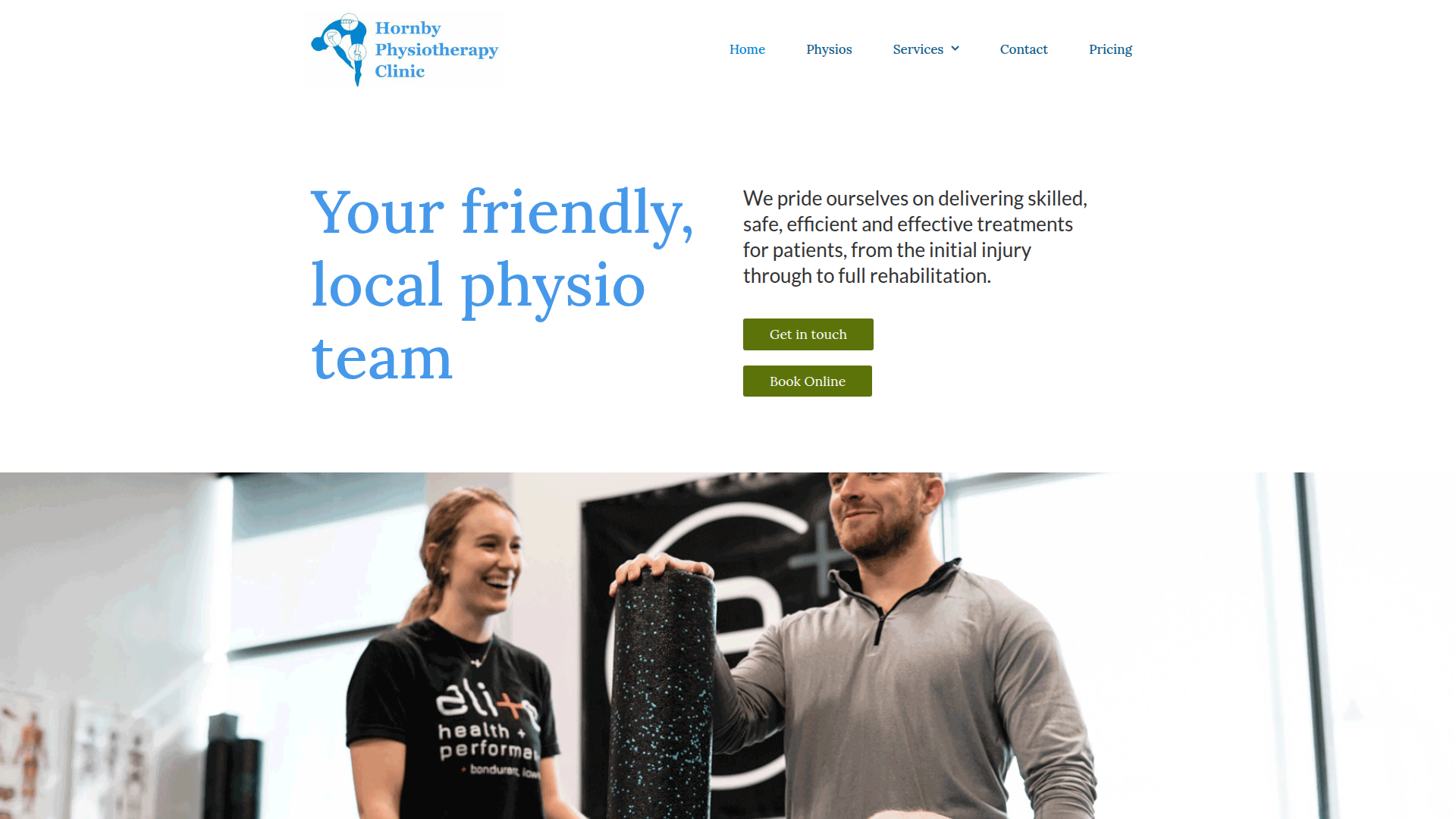 Website snapshot for Hornby Physiotherapy Clinic