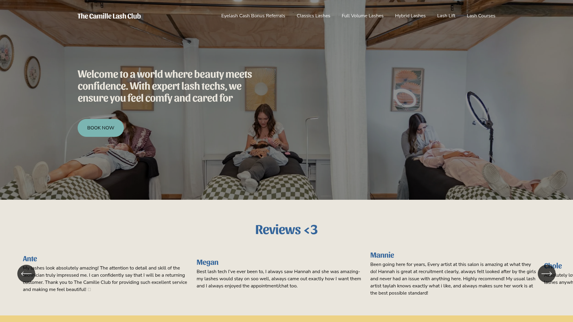 Website snapshot for The Camille Lash Club
