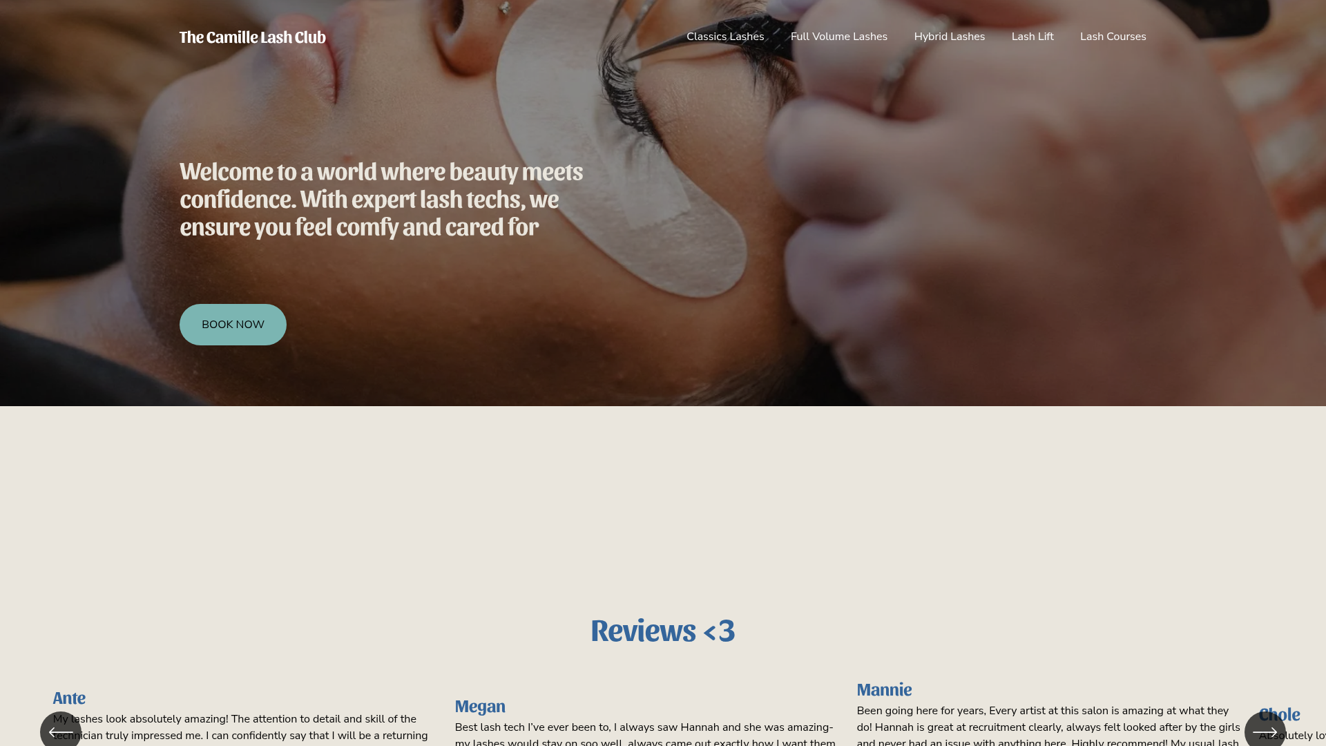 Website snapshot for The Camille Lash Club