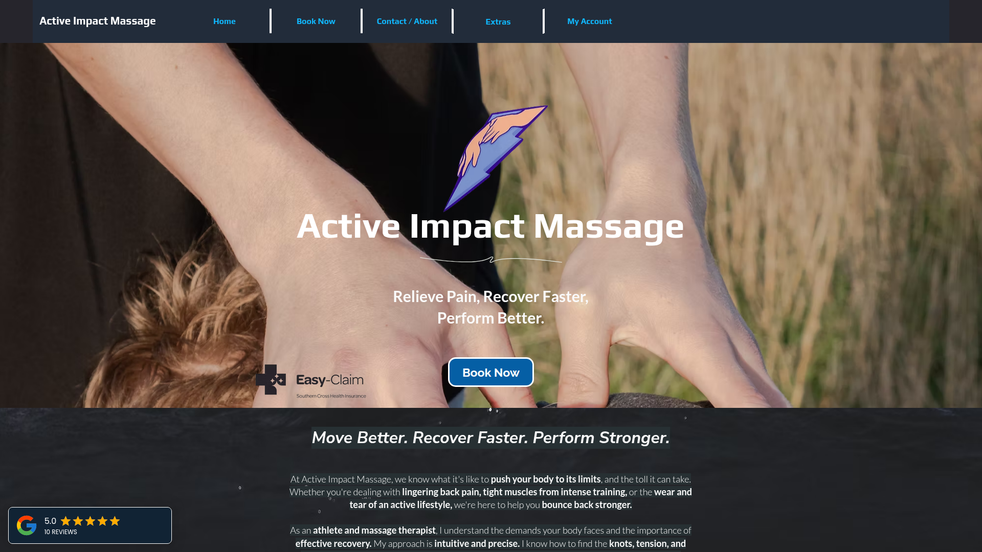 Website snapshot for Active Impact Massage