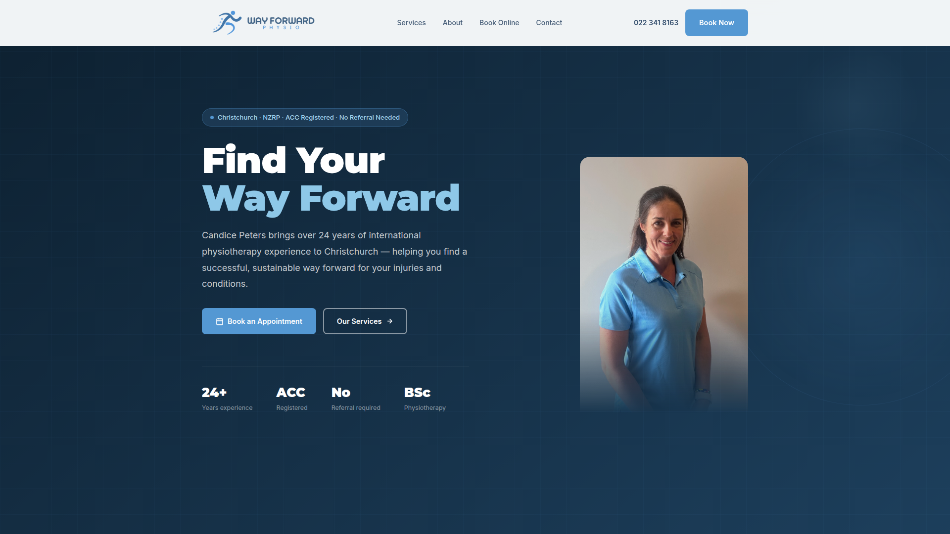 Website snapshot for Way Forward Physio