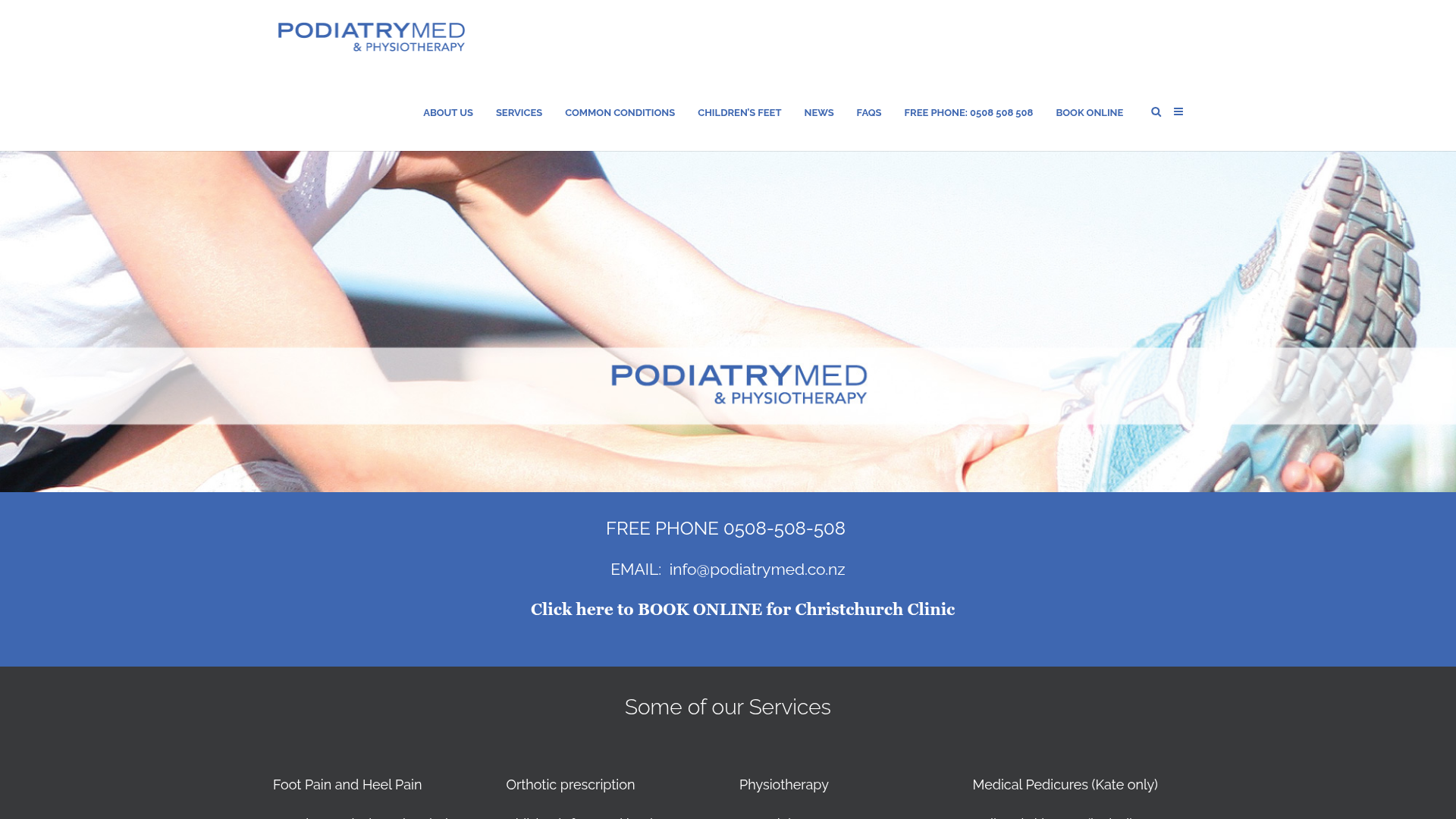 Website snapshot for PodiatryMed & Physiotherapy