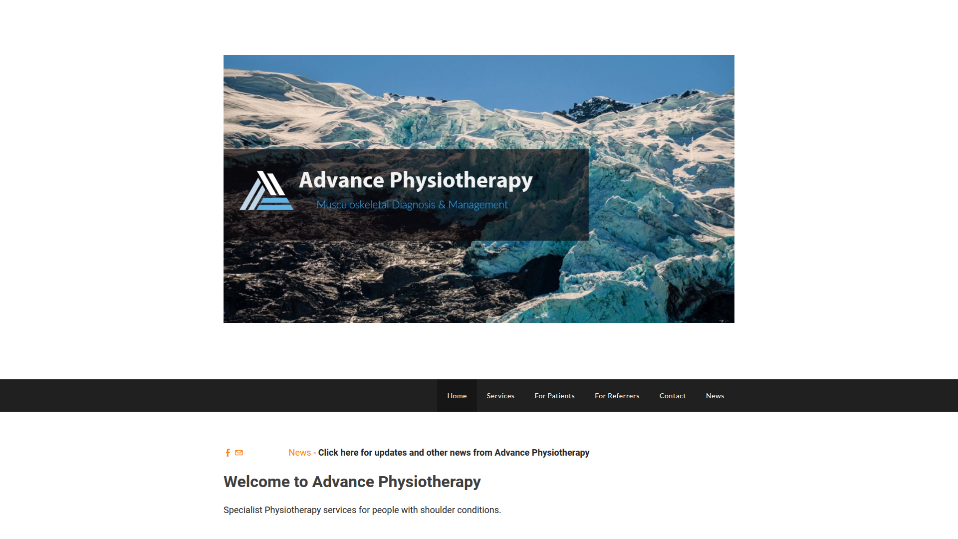 Website snapshot for Advance Physiotherapy Hands On Clinic