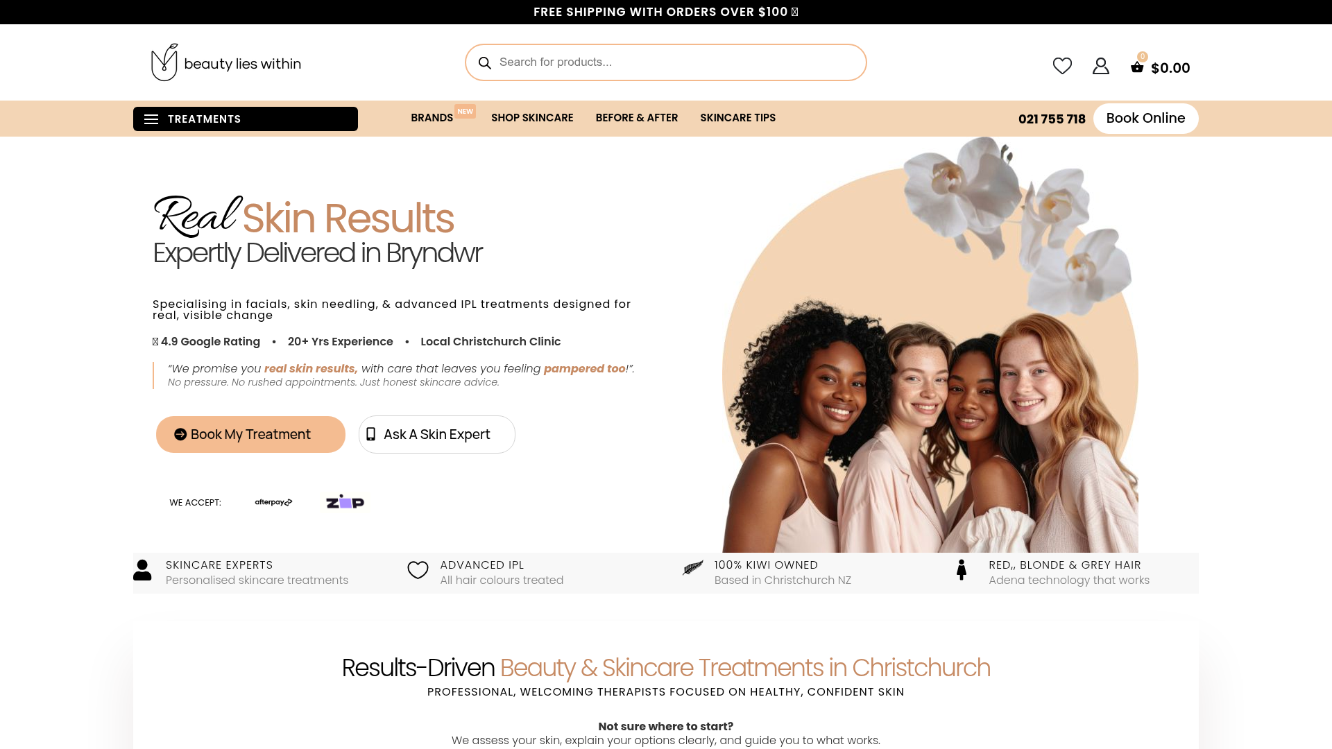 Website snapshot for Beauty Lies Within Christchurch