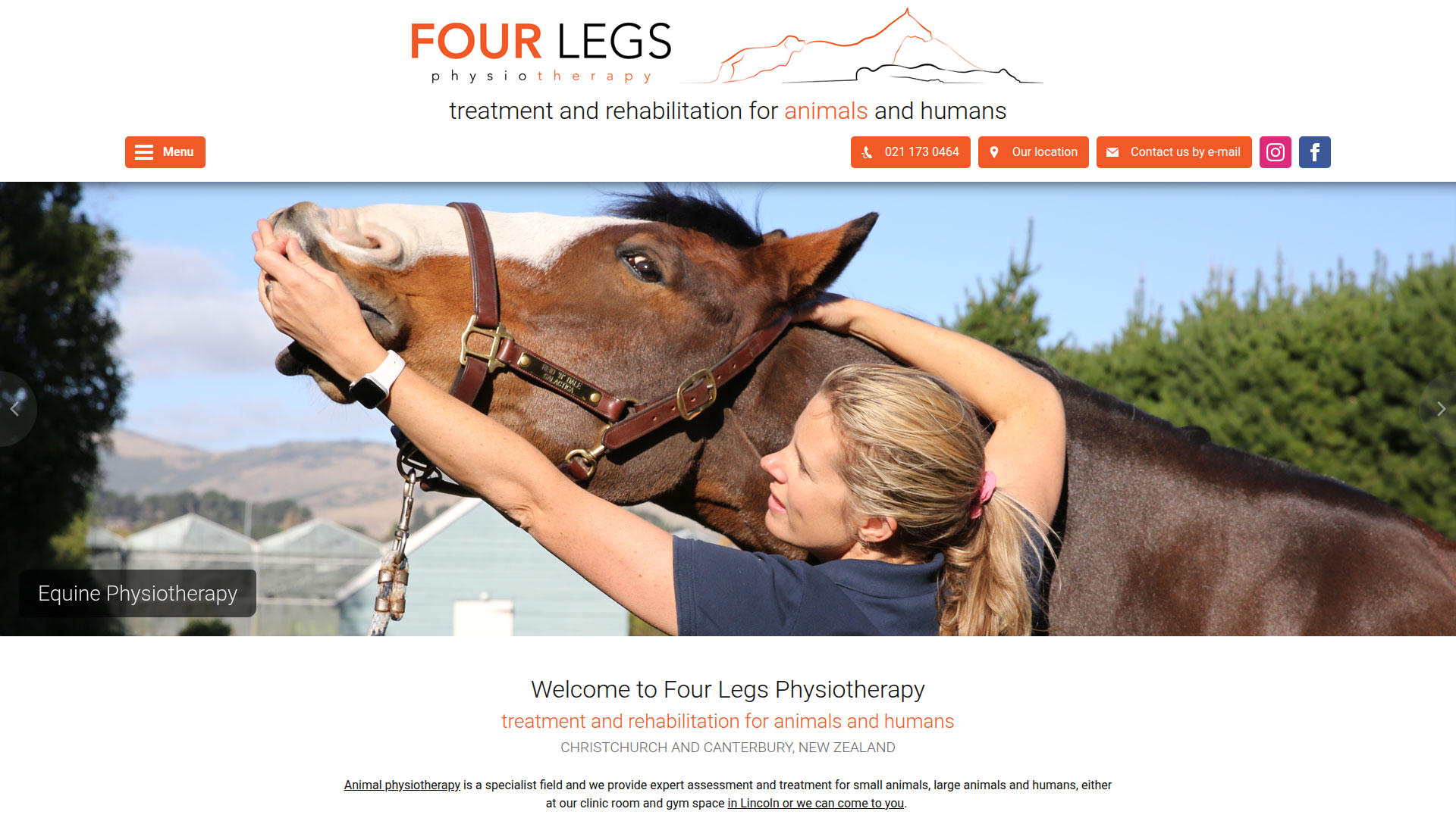 Website snapshot for Four Legs Physiotherapy