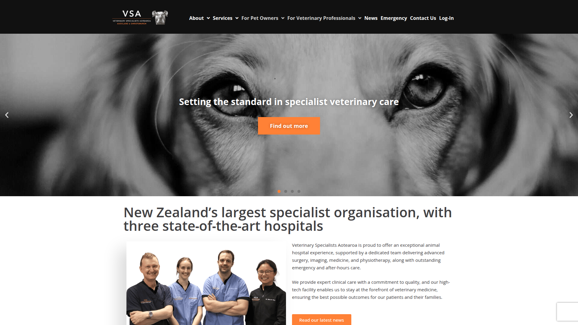 Website snapshot for Veterinary Specialists Aotearoa