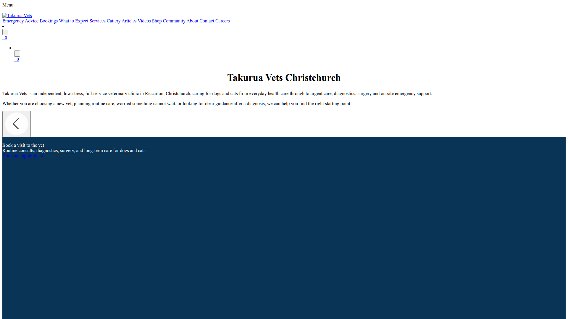 Website snapshot for Takurua Vets