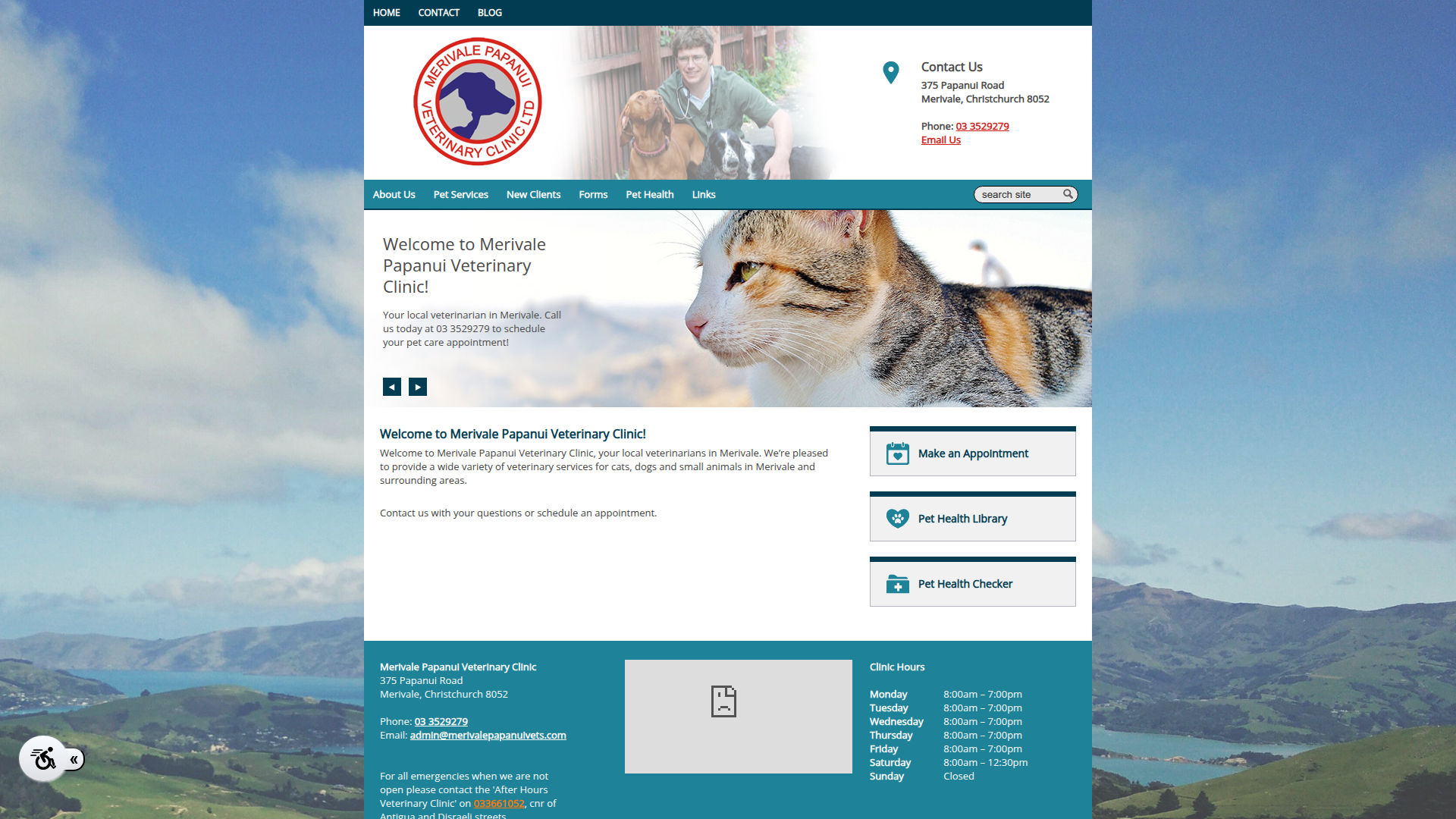 Website snapshot for Merivale-Papanui Veterinary Clinic