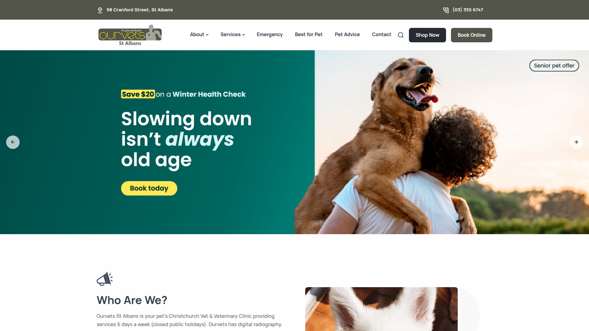 Website snapshot for Ourvets St Albans Veterinary Clinic