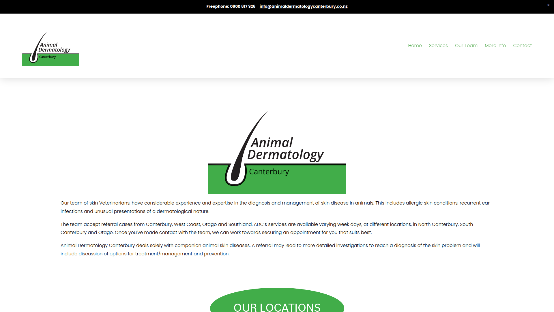 Website snapshot for Animal Dermatology Canterbury