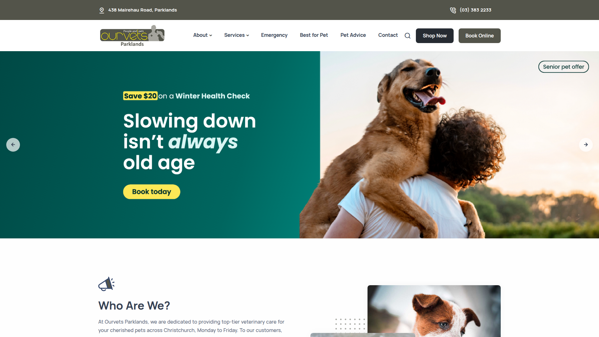 Website snapshot for Ourvets Parklands Veterinary Clinic