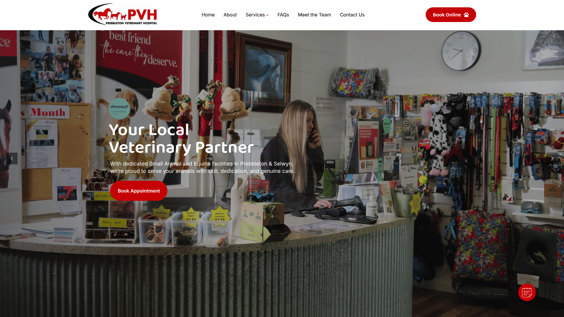 Website snapshot for Prebbleton Veterinary Hospital