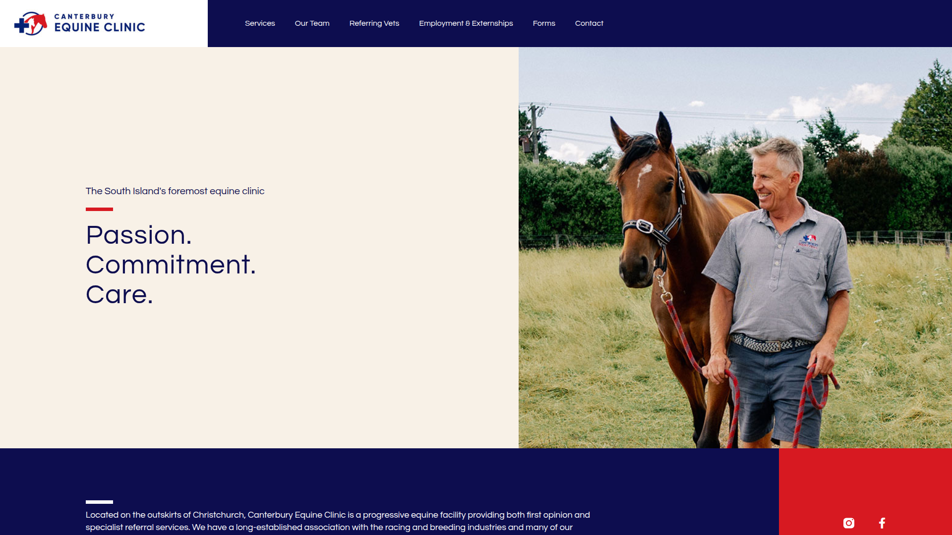 Website snapshot for Canterbury Equine Clinic