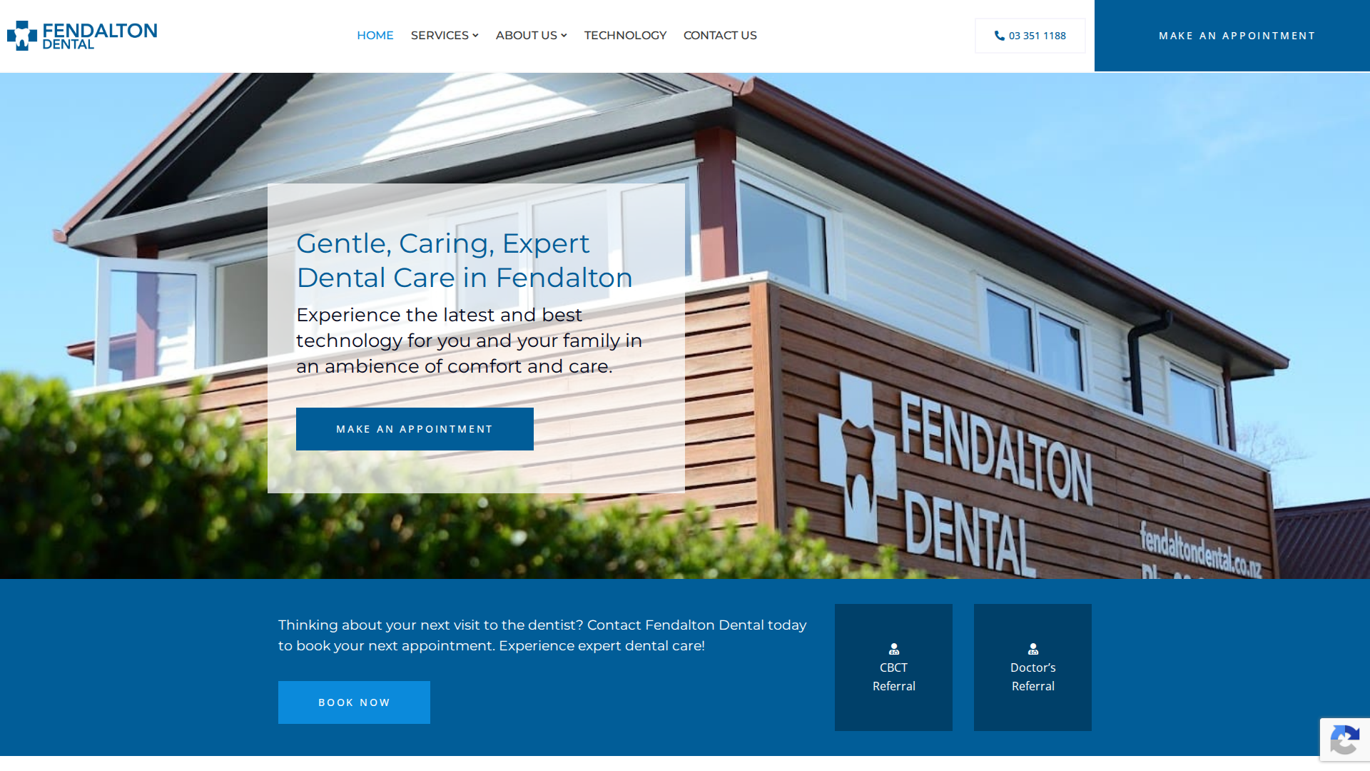 Website snapshot for Fendalton Dental