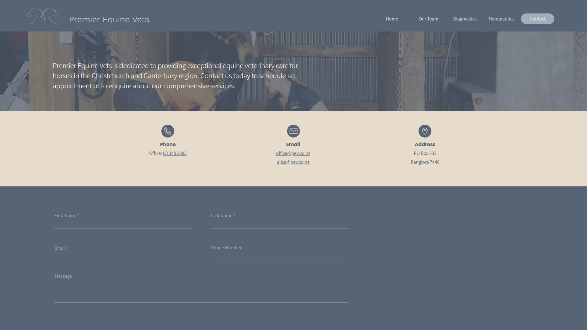 Website snapshot for Premier Equine Vets