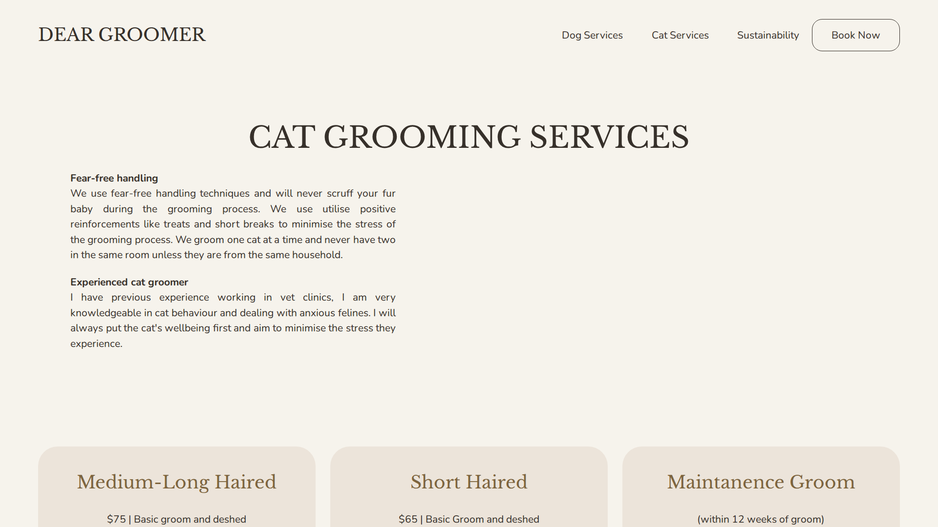 Website snapshot for Dear Groomer CHCH