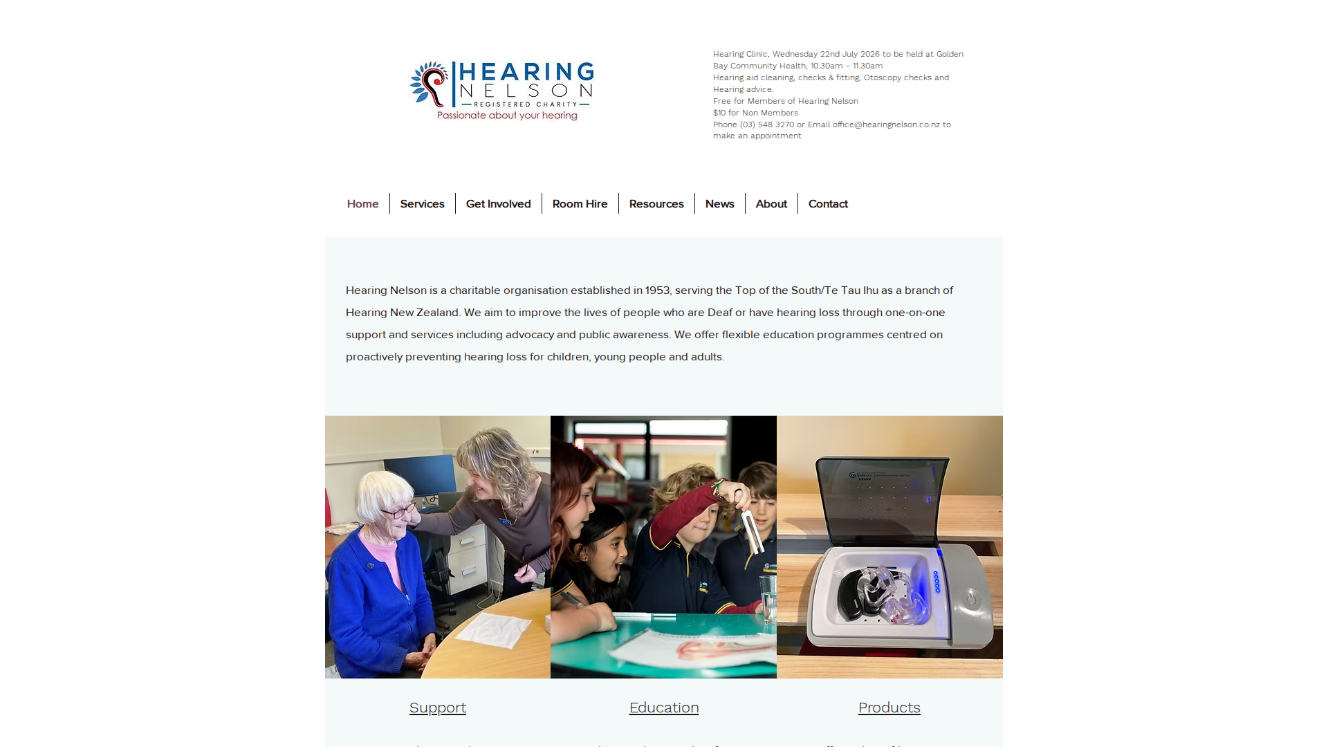 Website snapshot for Hanafins Hearing Aid Clinic