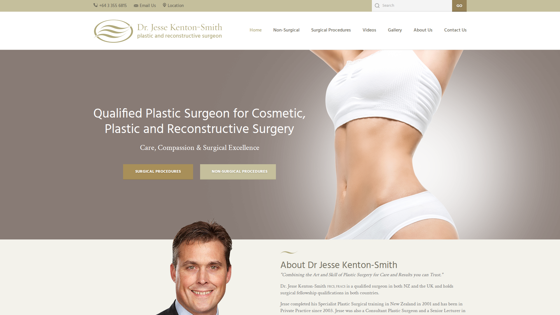 Website snapshot for Dr Jesse Kenton-Smith - Plastic & Reconstructive Surgeon