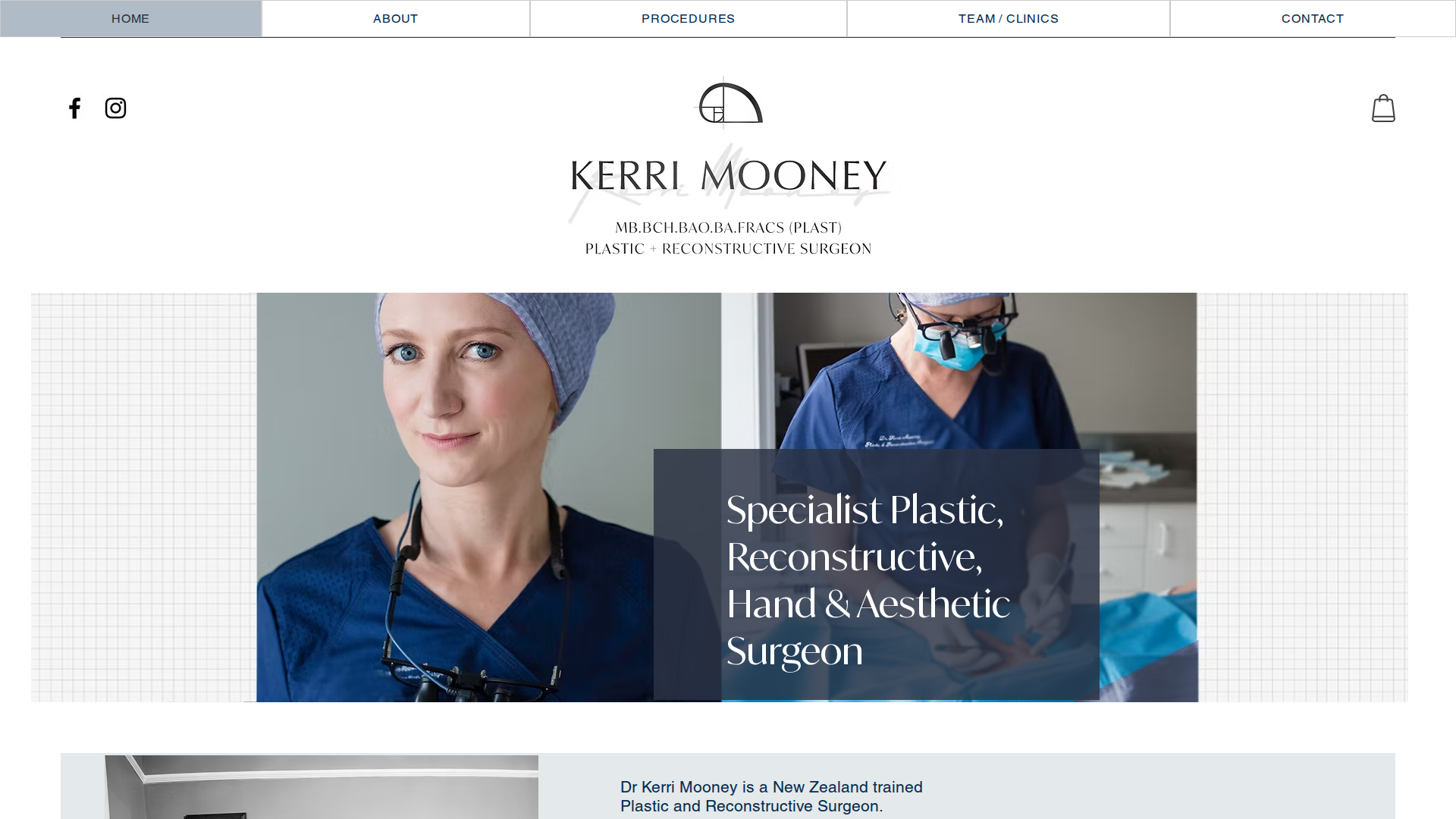 Website snapshot for Dr Kerri Mooney - Merivale Plastic Surgery