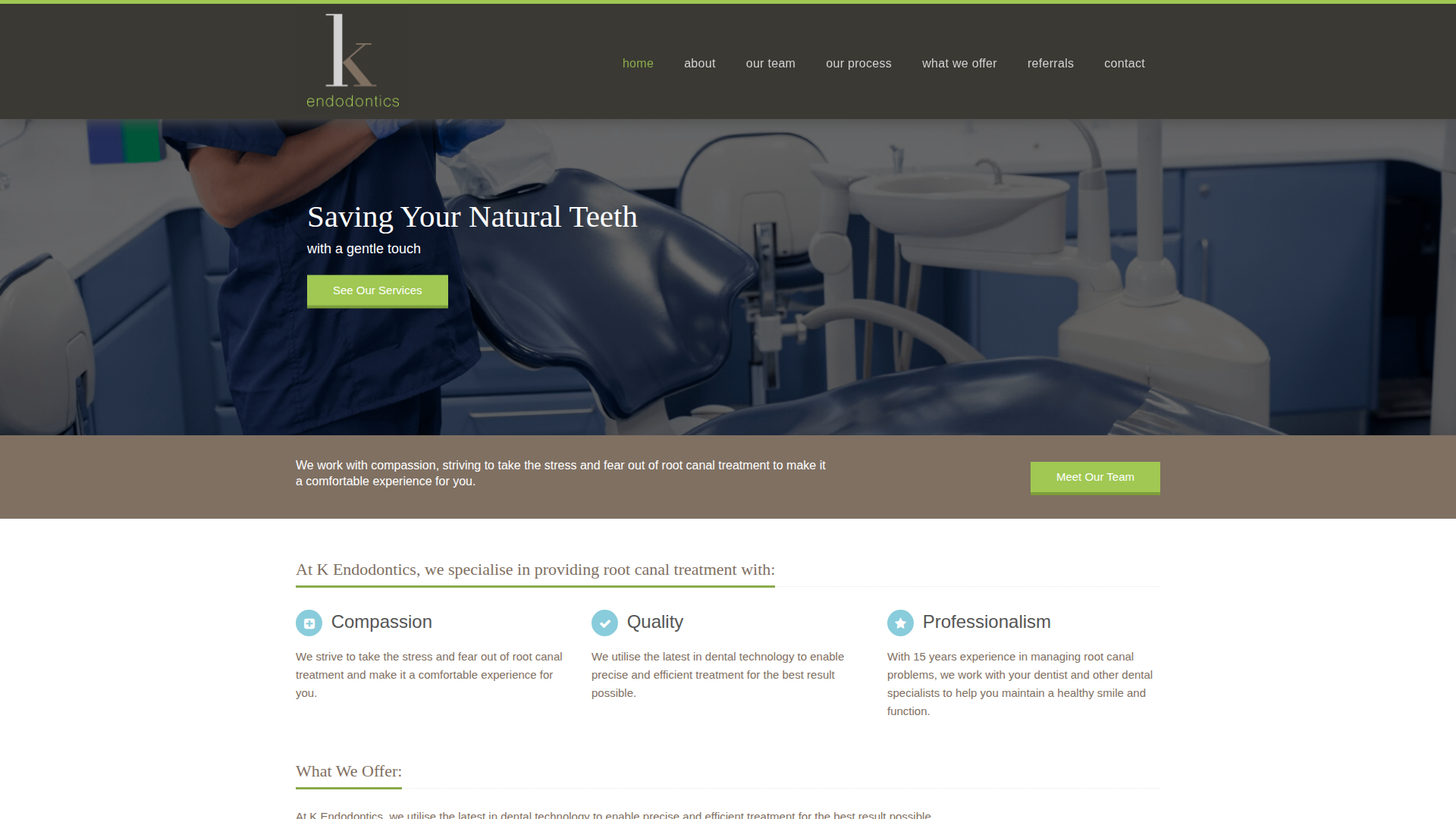 Website snapshot for K Endodontics