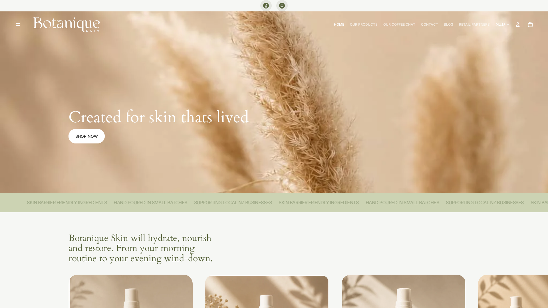 Website snapshot for Botanique Skin NZ Ltd