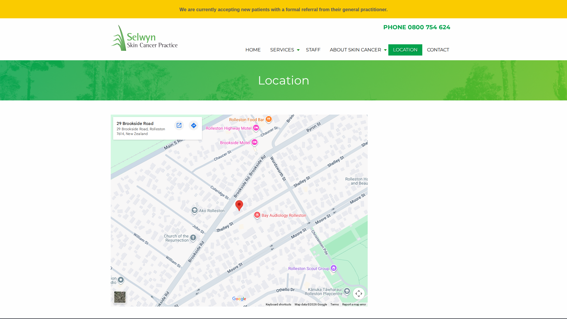 Website snapshot for Selwyn Skin Cancer Practice